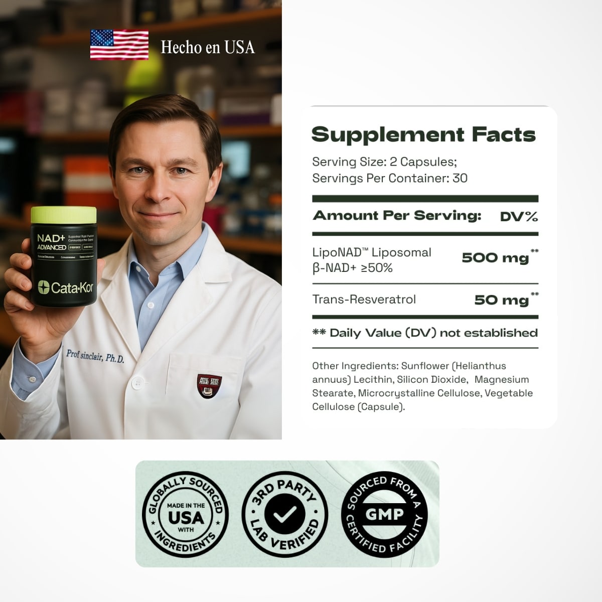 NAD⁺ Resveratrol Anti-Aging Supplement